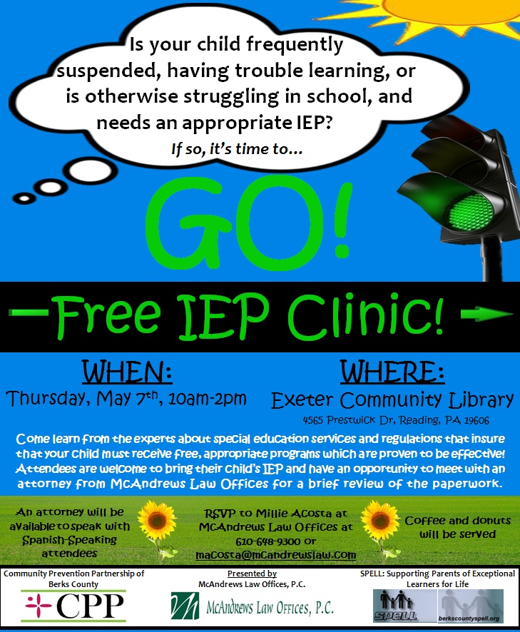 May 7th - Reading IEP Clinic Flyer