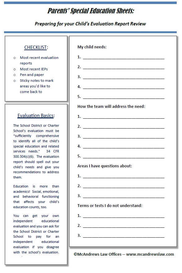Parents Special Education Sheet - Full