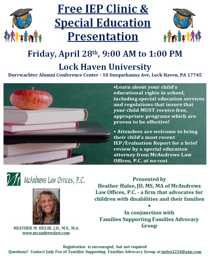 April 28th IEP Clinic - Lock Haven